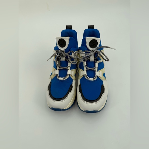 Michael Kors Olympia Trainer Sneakers Blue White Chunky Lace-Up Fashion Sneakers - Picture 5 of 16
